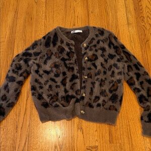 Zara Brown Leopard Print Sweater